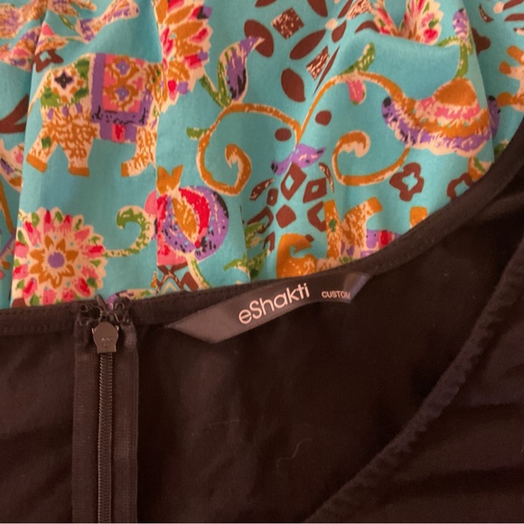 eShakti Black and Teal Floral Maxi Dress - Picture 7 of 11